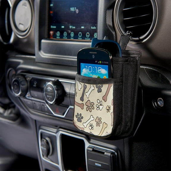 High Road Air Vent Phone Holder with Pocket - Dog Paw Print