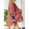 thumbnail image 4 of Womens Waffle Knit Plaid Shacket Boyfriend Button Down Shirt Jacket Loose Long Sleeve Tops, 4 of 6