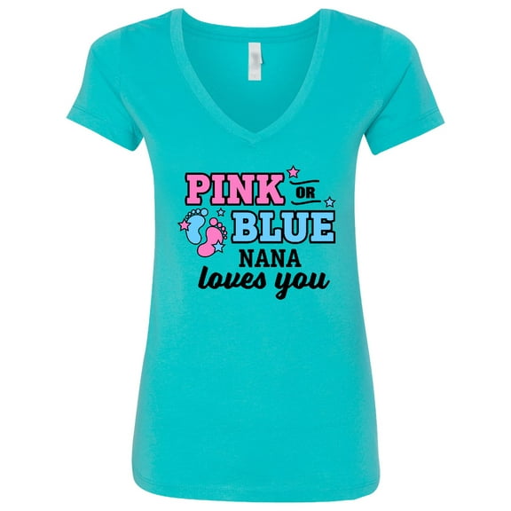 Inktastic Pink or Blue Nana Loves You Women's V-Neck T-Shirt