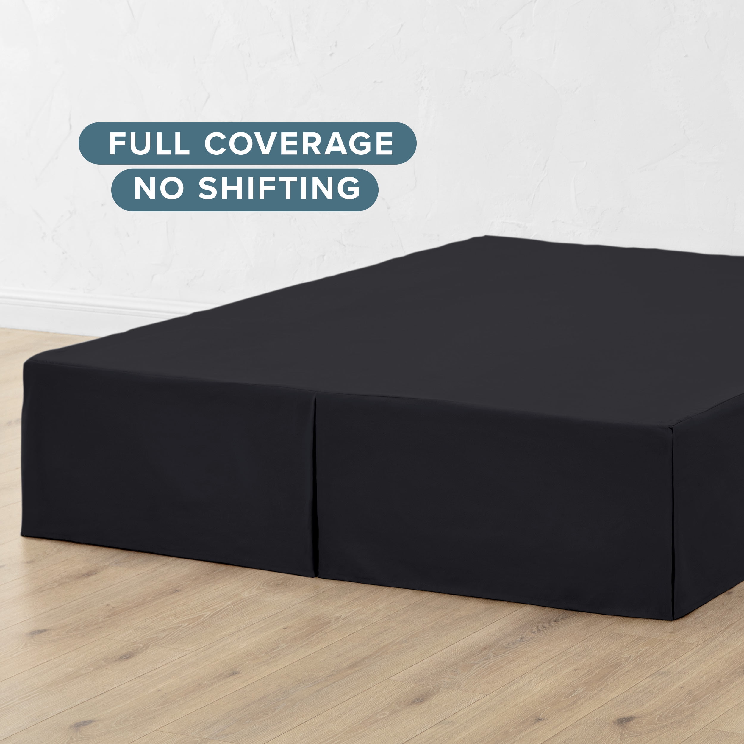 Bare Home Double Brushed Bed Skirt - Premium 1800 Collection - 15-inch Drop - Queen, Black