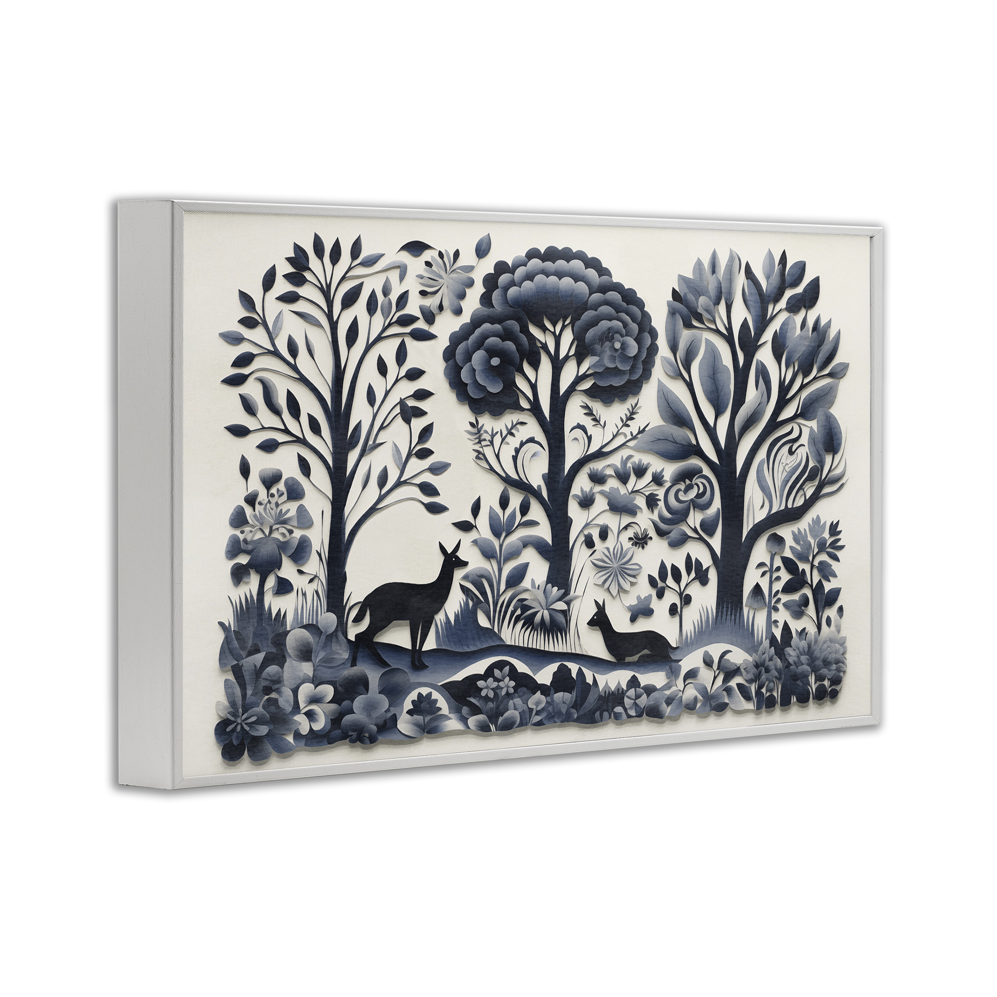 Stupell Industries Boho Forest Creatures Landscape Painting White Framed Art Print Wall Art, 18 x 12