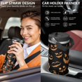 thumbnail image 5 of 30 Oz Tumbler Halloween Emoji Orange Sequins Tumbler with Lid and Straw, Birthday Gift Cup for Friend Women Men Coffee Travel Mug Thanksgiving Day Halloween Christmas Gift Water Bottle, 5 of 7