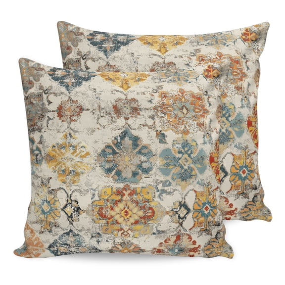 Pillow Covers 24x24 Set of 2, Farmhouse Morocco Throw Pillow Covers Decorative Couch Cushion Cover, Boho Abstract Shabby Texture Art Microfiber Soft Square Pillowcases for Bedroom Living Room Sofa