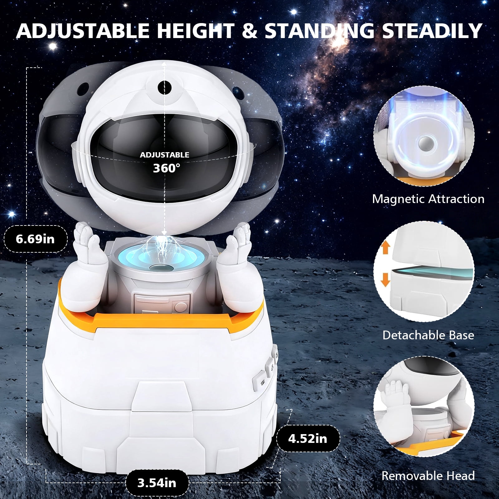 JOPESO Astronaut Galaxy Projector, Star Projector Night Light with Timer Remote and Bluetooth Adjustable Head Angle Nebula Ceiling LED Lamp for Kids Birthdays Gift Decor