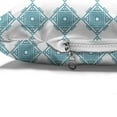 thumbnail image 4 of Geometric Pet Bed, Ornamental Interlacing Squares Art Deco Inspired Pattern Relaxing Design, Resistant Pad for Dogs and Cats Cushion with Removable Cover, 24" x 39", Pale Blue and White, by Ambesonne, 4 of 4