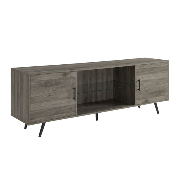 Walker Edison 70" MidCentury Modern Wood TV Stand in Slate Gray