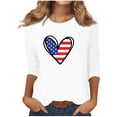 thumbnail image 2 of VEKDONE Independence Day 3/4 Sleeve Tops for Women American Flag Heart Graphic Tees Casual Loose Fit Crewneck Blouse July 4th Patriotic Tshirts, 2 of 4