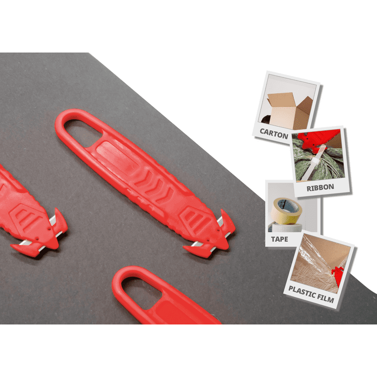 T TOVIA Film Slitter Safety Box Cutter, Package Opener Utility Cutter for  Box, Carton, Shrink Wrap, Plastic Straps,10PCS RED 