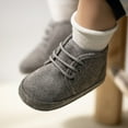 thumbnail image 2 of Glisme Baby Boots Lace Up Slip On Soft Sole Baby Walking Shoes Trend Grey Boots Size 6-12 Months, 2 of 8