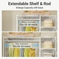 thumbnail image 3 of VIPEK X2 Expandable Closet Rack, Adjustable Wardrobe System (3'3"-4'8" Width) with 2 Shelves & Hanger Rods, 760LB Capacity Storage Organizer, White, 3 of 7