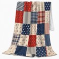 thumbnail image 2 of Rustic Patriotic Patchwork Square, Cozy Artistic Scene, Warm Flannel Blanket for Cabin and Lodge with Detailed Artwork, Celestial Art Lovers Housewarming Gift, Artistic Home Decor, 2 of 9