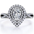 thumbnail image 1 of JeenMata Anillo de Compromiso con Halo Doble, Cuerpo Retorcido Infinito, Moissanita en Forma de Pera de 1,75 Quilates, Chapado en Oro Negro de 18 K sobre Plata, 1 of 6