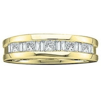 Dazzlingrock Collection 0.55 Carat (ctw) 14K Baguette & Princess Cut Diamond Men's Wedding Band 1/2 CT, Yellow Gold, Size 9.5