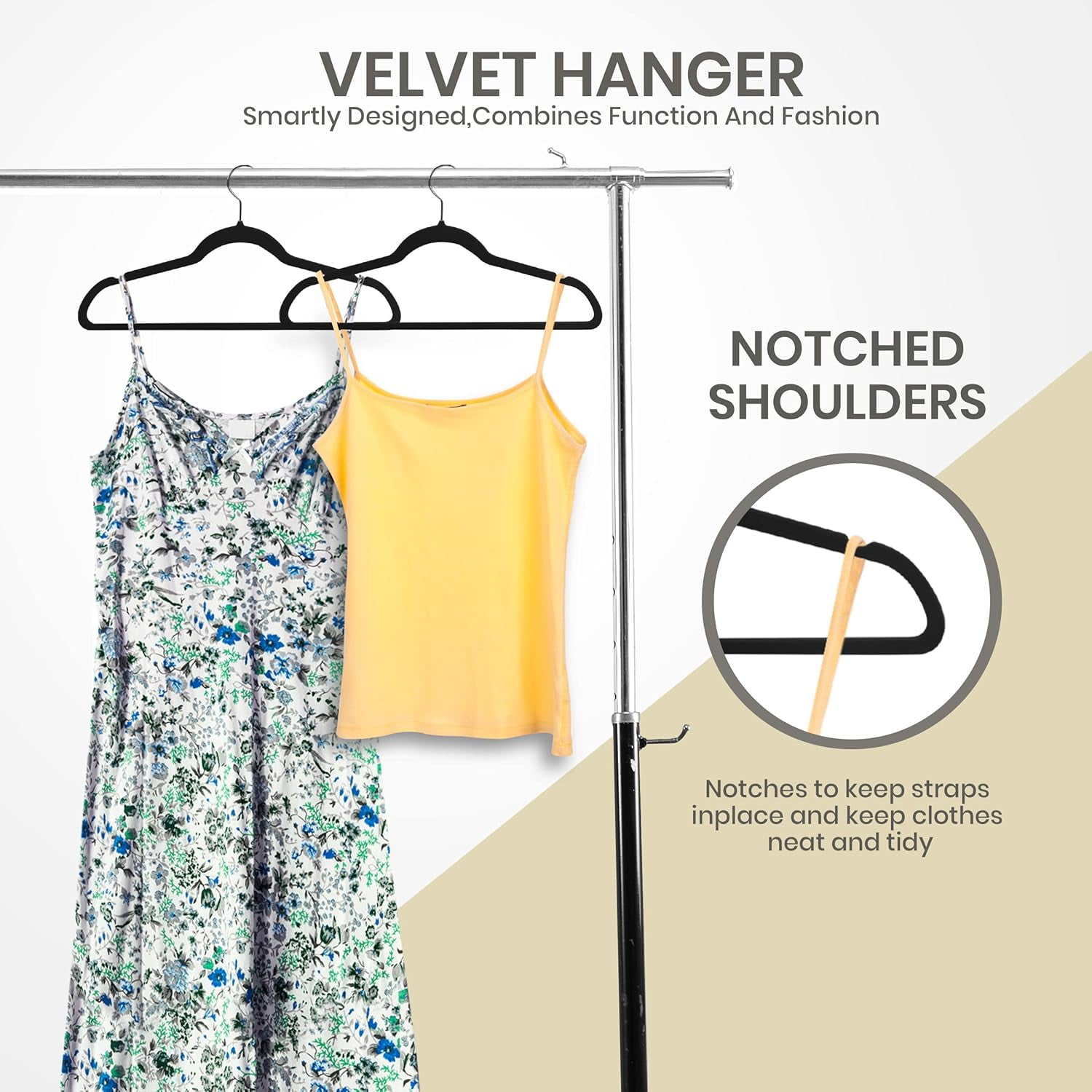cozymood Velvet Hangers 30 Pack, Non-Slip Clothes Hangers with 360 Degree Swivel Hooks, Slim Space-Saving Suit Hangers, Black