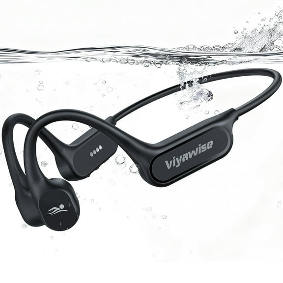 Viyawise B11 Bone Conduction Headphones, IP68 Waterproof Earbuds for Swimming, 32GB & Bluetooth 6.0 Wireless Underwater Open Ear Headphones with Mic for Sport