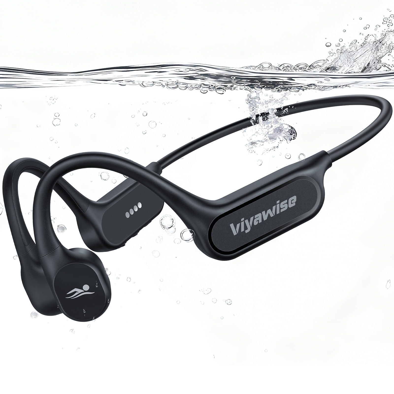 Viyawise B11 Bone Conduction Headphones, IP68 Waterproof Earbuds for Swimming, 32GB & Bluetooth 6.0 Wireless Underwater Open Ear Headphones with Mic for Sport