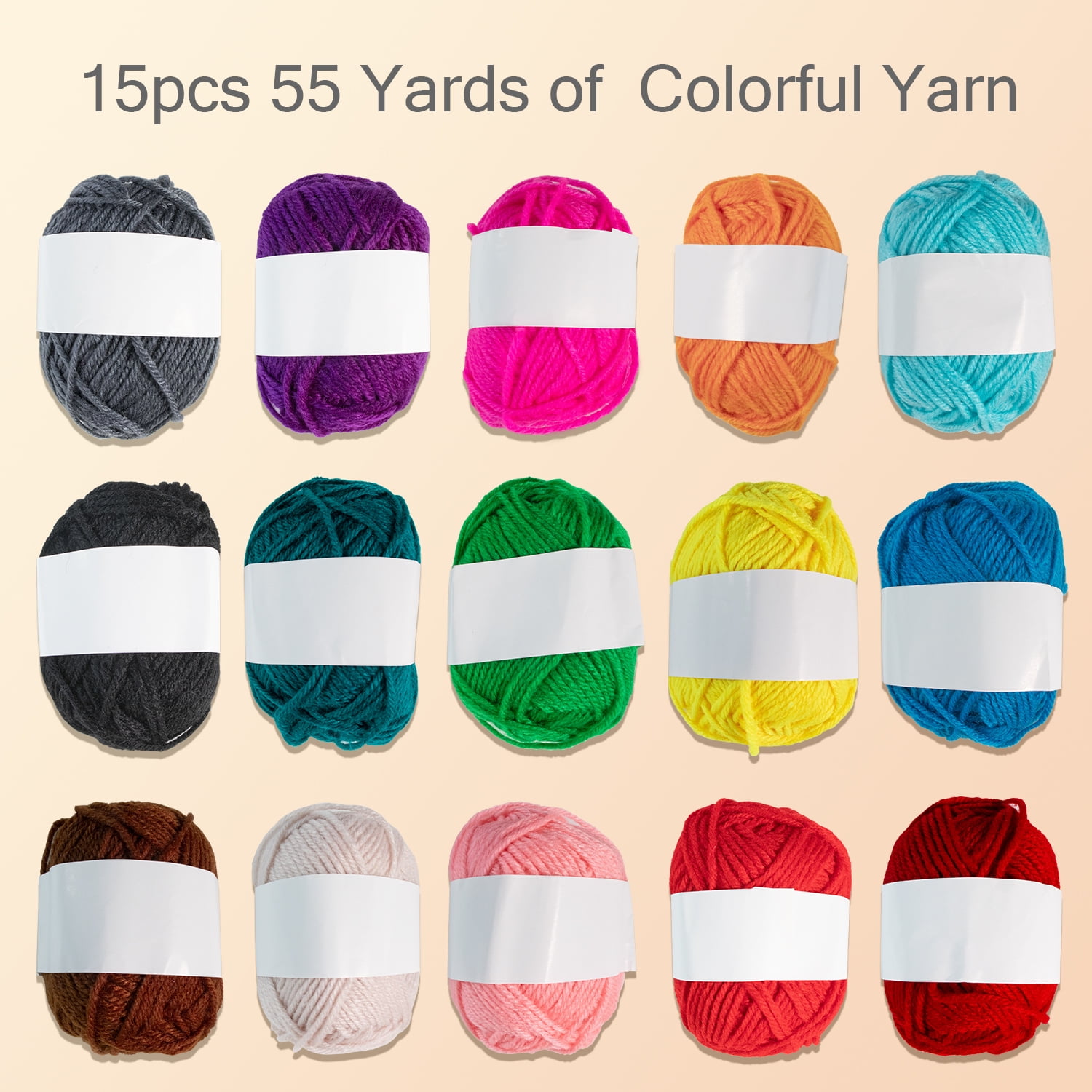 SlaBao Crochet Kit for Beginners Adults and Kids, 9pcs Crochet Hooks and 15pcs 55 Yards of Yarn for Crocheting Kit, Needles, Accessories, Bag