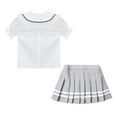 thumbnail image 3 of iixpin Girls' School Uniform Pleated Skirt Set Classic Japanese Anime School Girls Sailor Dress Shirts Student Suit Grey 9-10, 3 of 7