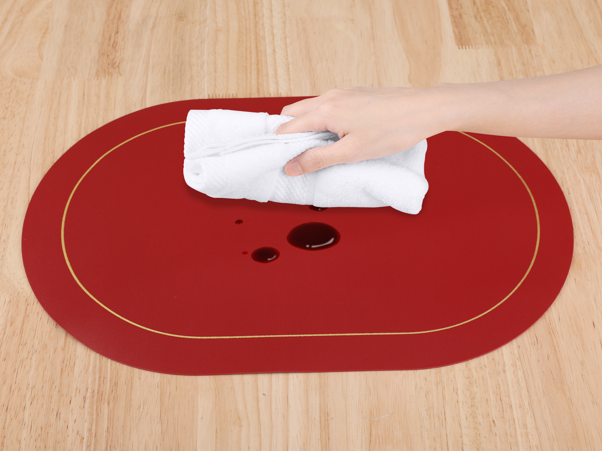 Unique Bargains Faux Leather Placemats for Kitchen Washable Table Placemats 6pk Black Red