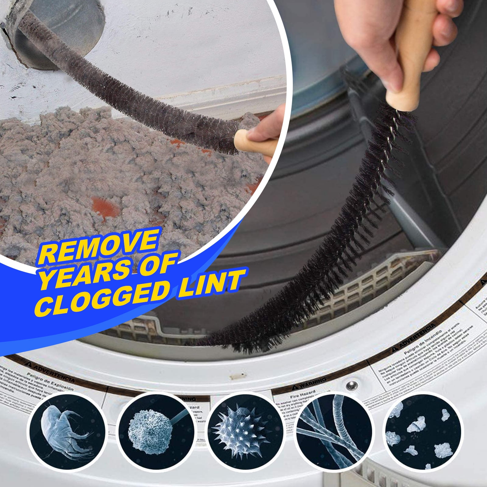 Vacuum Attachment for Dryer Vent, Crevice Cleaning Tool for Clothes Dryer  with Lint Trap Brush and Flexible Hose. Duct Cleaner Kit. Designed by Dryer