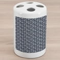 thumbnail image 1 of Japanese Ceramic Toothbrush Holder, Flourishing Eastern Flowers on Stripes Graphic Vertical Pattern, Decorative Versatile Countertop for Bathroom, 4.5" X 2.7", Charcoal Grey Dark Blue, by Ambesonne, 1 of 4
