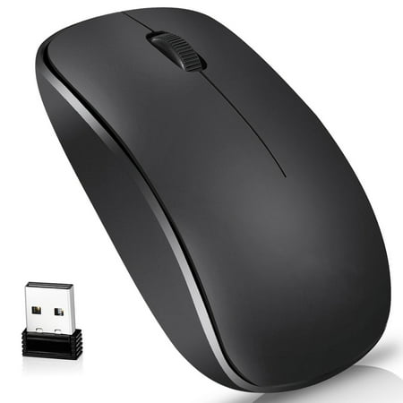 Suproot Wireless Mouse Full Size Ambidextrous Curve Design, Precise Cursor Control Scrolling Wide Scroll Wheel Thumb Grips for Laptop, Computer