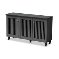 Baxton Studio Fernanda Modern and Contemporary Dark Gray 3-Door Wooden Entryway Shoe Storage Wide Cabinet