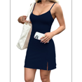 thumbnail image 3 of Women's Basic Adjustable Spaghetti Strap Slip Mini Dress Navy Blue L, 3 of 7