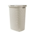 thumbnail image 5 of Mind Reader 60L Slim Laundry Hamper Clothes Basket, Lid, Plastic, 17.65"L x 13.75"W x 24.15"H, Ivory, 5 of 9