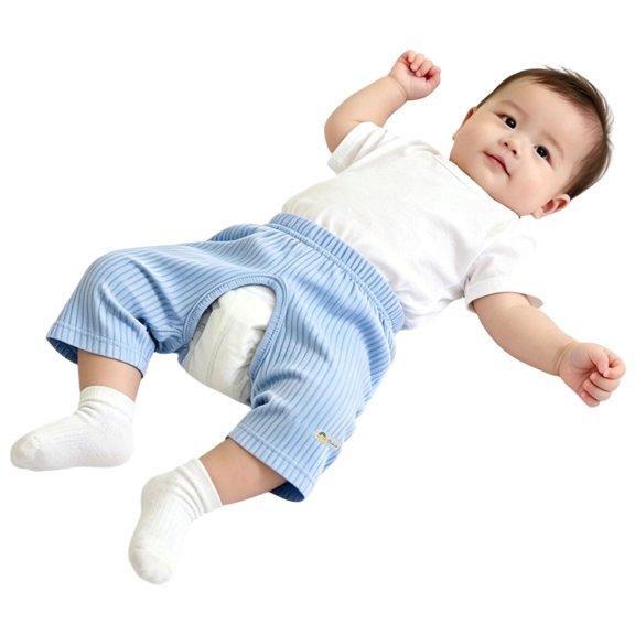 BLTIBY Baby Boys Girls Open Crotch Shorts Soft Cotton Infant Summer Comfortable Daily Shorts Blue 12-18 Months