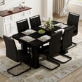 thumbnail image 4 of ExtraLco Dining Table Set for 6, Black Wood Grain Table with 6 PU Chairs for Kitchen Dining Room, 4 of 10
