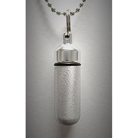 Brushed Silver Personal CREMATION URN with Engraved Heart - Includes Velvet Pouch, Ball-Chain and Fill Kit