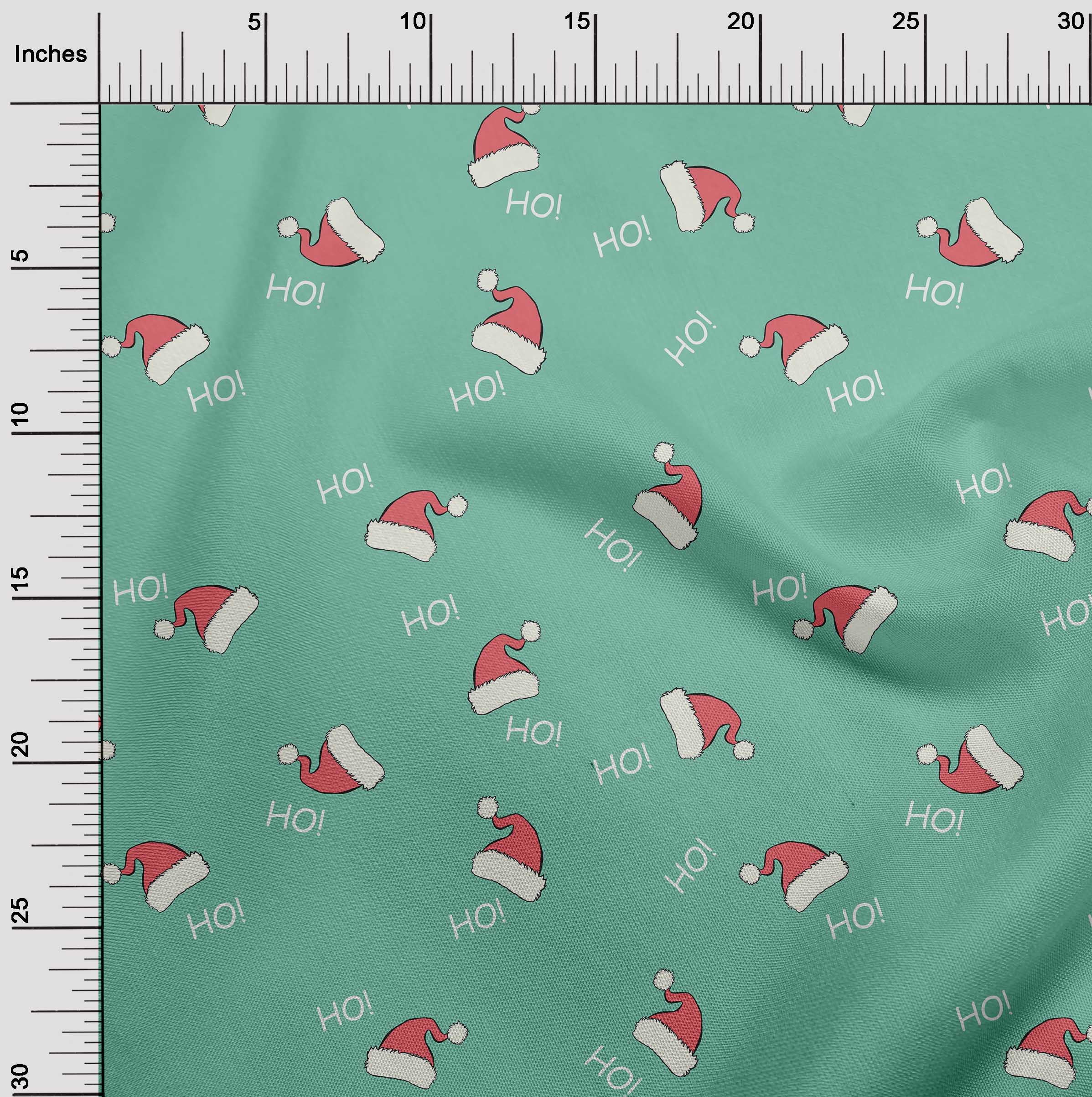 oneOone Cotton Poplin Dusty Teal Green Fabric Christmas Hats Dress Material Fabric Print Fabric By The Yard 56 Inch Wide