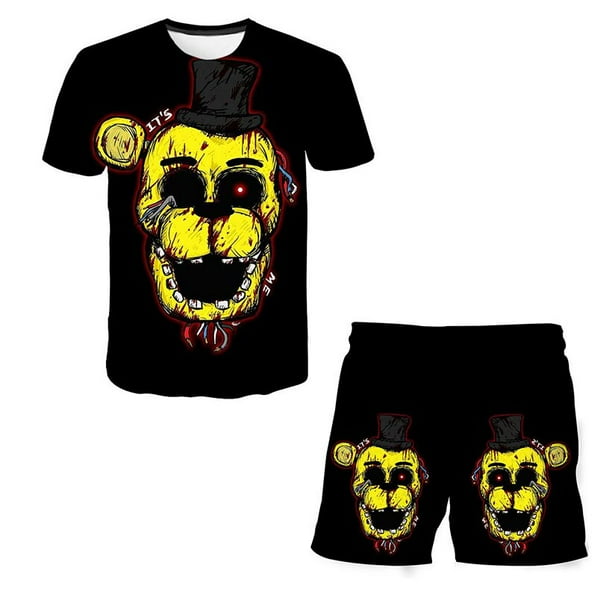 Conjuntos de ropa de dibujos animados de cinco noches en Freddy para niños y niñas, camisetas de juego de terror de verano, pantalones cortos, trajes de 2 piezas, trajes informales FNAF 11T Gao Jinjia LED