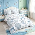 thumbnail image 2 of Manfei Sketch Conch Bowknot 7-Piece King Bedding,Scallop Ocean King Bed in a Bag,Colorful Stars Reversible, 2 of 7