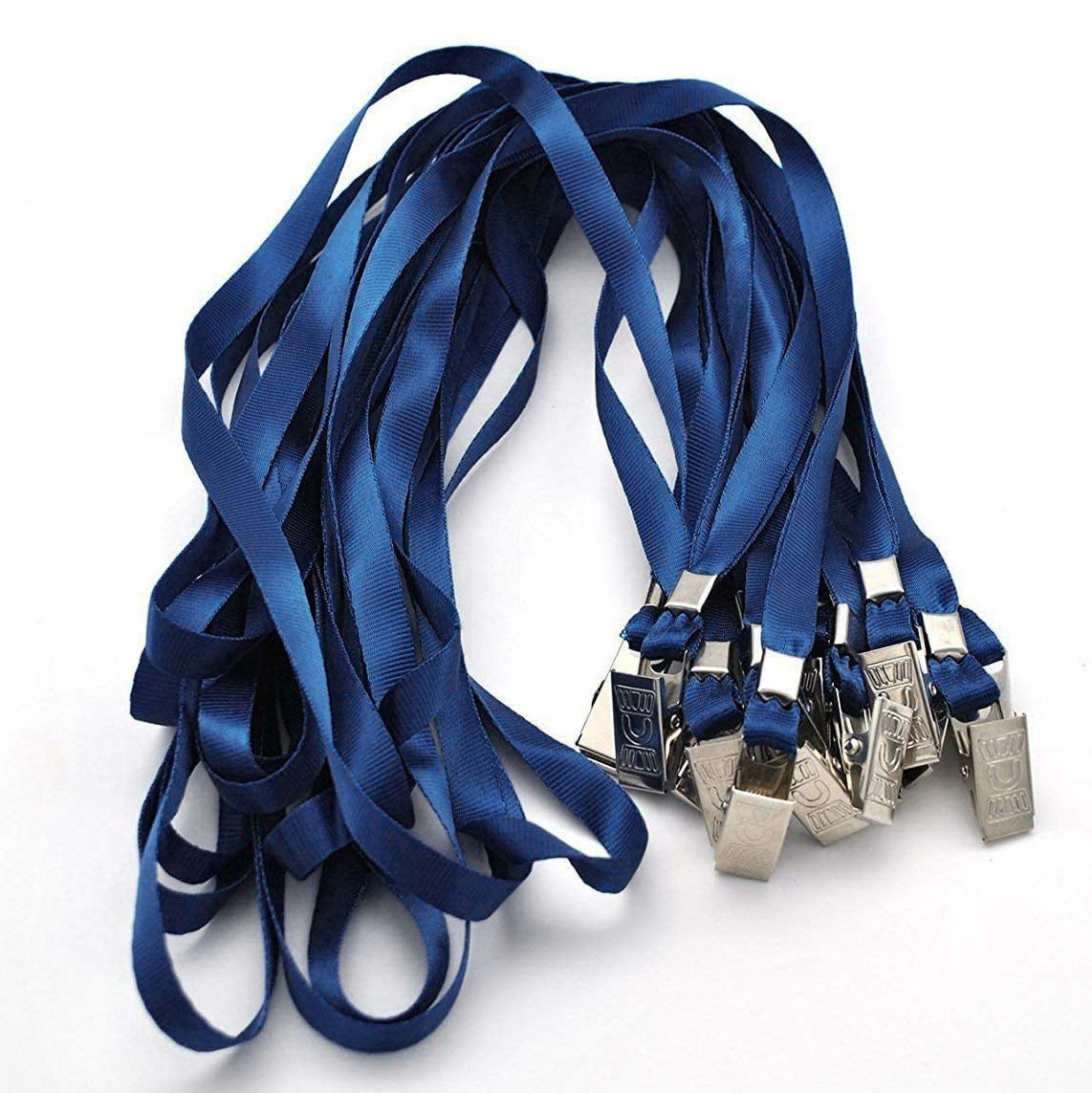 Lanyards 100 Pack Nylon Flat Badge Lanyard For Id Name Tag (navy Blue  100 Pack)