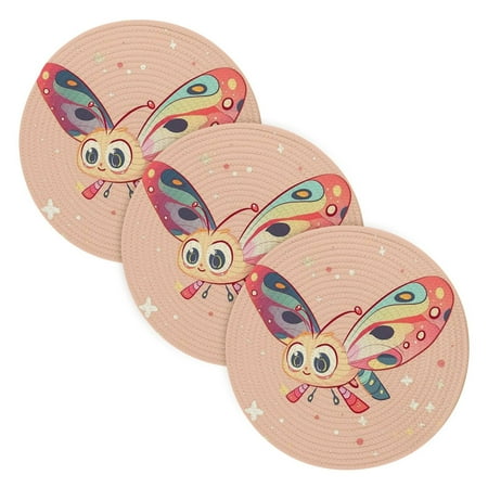 

3 Placemat Pan Bowl Mat Teacup Mat 15x15x24 Inch Tray Mat Kitchen Pot Mat Hot Pot Mat Teapot Mat Table Protective Mat Red Butterfly Flower