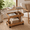 Natural, variant on 26.8" Rolling Side Table with 360° Rotating Top, Storage and Wheels, Black