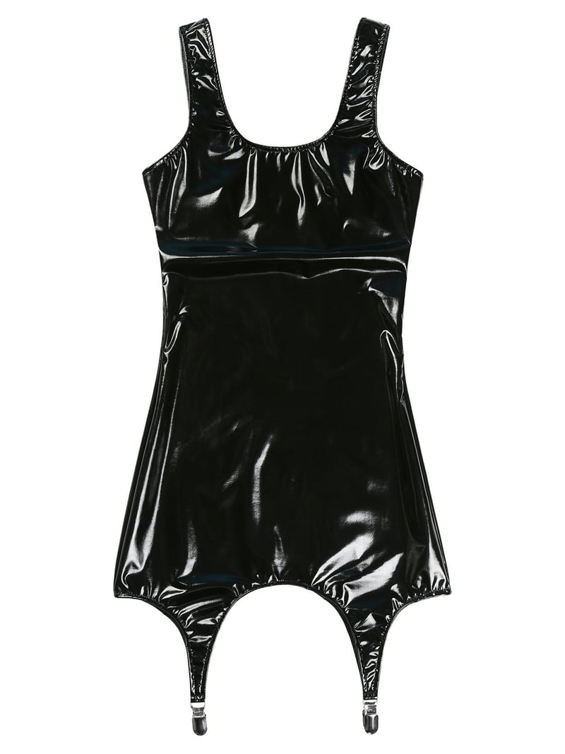 CHICTRY Womens Shiny Bodycon Tank Dress with Metal Clips for Stockings  Carnival Nightclub Costume Black XXL - Walmart.com