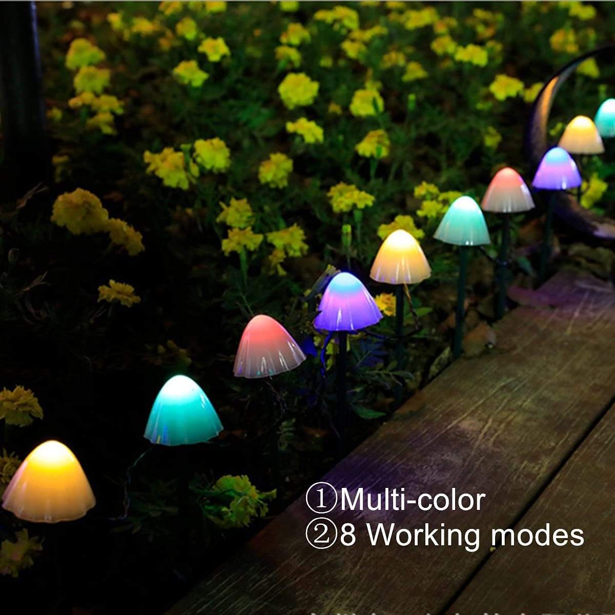 Rirool Mushroom Solar Lights 12 LED Multicolor 8 Modes photo 7