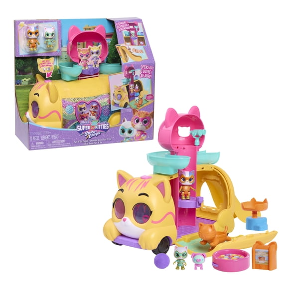 Disney Junior SuperKitties Purr ‘N’ Go Playset and Figures, 10-Pieces, Lights and Sounds