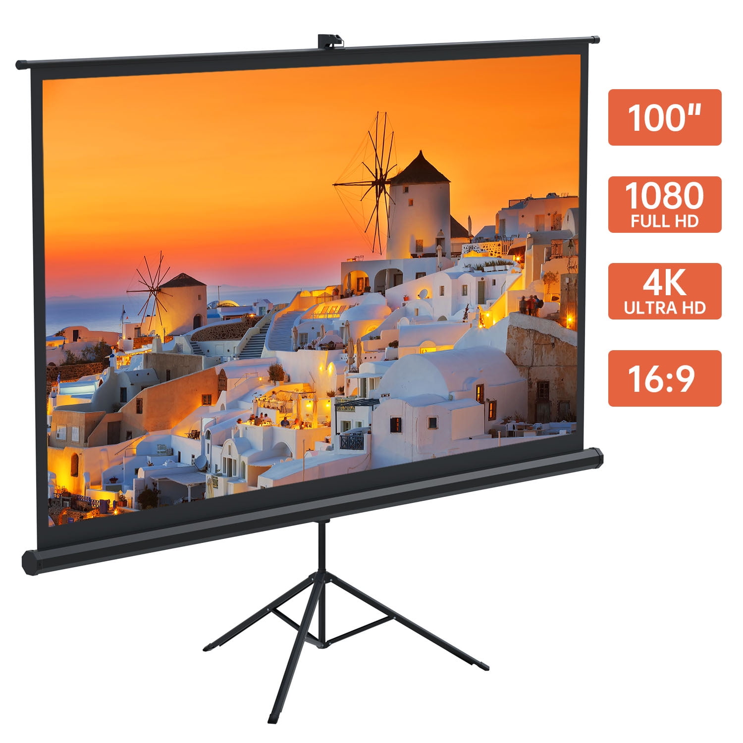VANKYO Stay True Projector Screen with Stand, 100 Inches 160° Viewing  Angle, 4K HD 16:9 Indoor Outdoor Wrinkle-Free Tripod Movie Screen