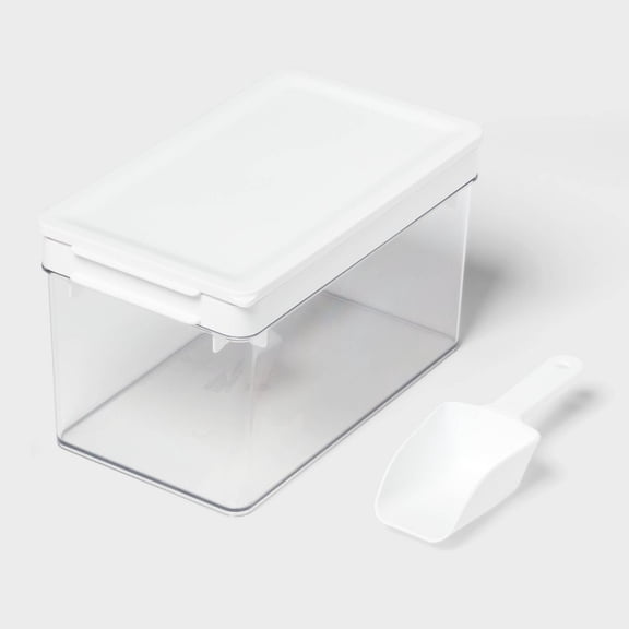Ice Cube Tray with Lidded Bin and Scoop