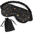 thumbnail image 1 of wonima11 100% Natural Mulberry Silk Sleep Eye Mask with Adjustable Elastic Band for Women & Men Soft Light Blocking Cover Eyeshade Blindfold with Star Printed (Black), 1 of 1