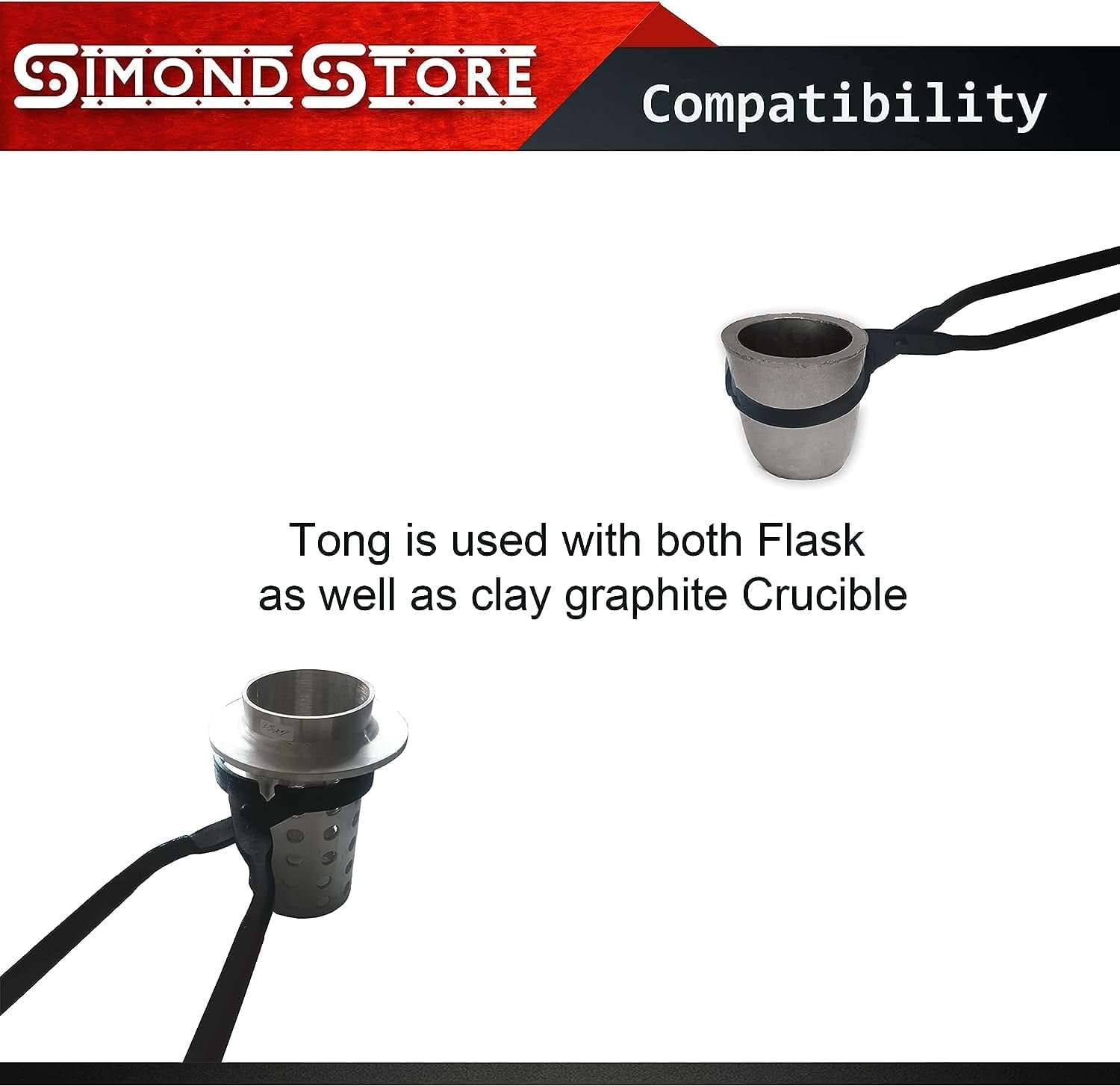 Simond Store 27" Blacksmith Tong Foundry Flask Metal Tongs for Clay Graphite and Graphite Crucibles, Heavy Duty Steel Tong 3.5" Diameter for Metal Melting Refining Casting Gold, Silver