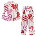 thumbnail image 2 of Renewold Warmth Red Pink Hearts Button Down Pajama Sets for Women Valentine's Day Gifts 2 Pieces Stylish Pjs Pajama Long Pants with Big Pockets Set Size L, 2 of 5