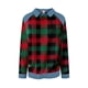 thumbnail image 5 of RKSTN Women's Plaid Print Sweatshirts Oversized Lapel Denim Patchwork Stitching Pullover Top Womens Casual Plus Size Turndown Collared Loose Long Sleeve T Shirts Trendy Retro Streetwear Sweatshirt, 5 of 5