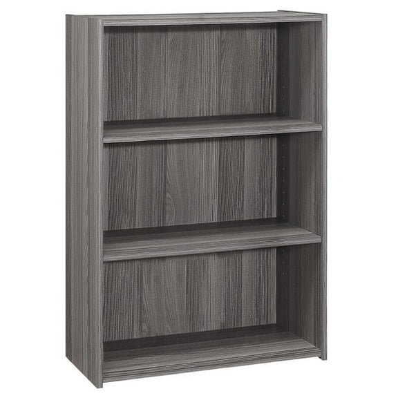 HomeRoots 355731 Gray Reclaimed Wood-Look Bookcase with 3 Shelves, 11.75 x 24.75 x 35.5 in.