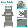 thumbnail image 3 of Ciokea Lounge Chair Outdoor with Wheels HDPE Chaise Lounge Chair Wood Texture 5 Positions Cup Holder for Patio Pool Grey, 3 of 9