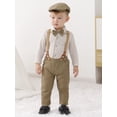thumbnail image 3 of CARETOO Baby Boy Clothes Suit Romper Shirt Beret Hat Suspender Pants Bowtie Outfit Wedding Set 0-18M, 3 of 17